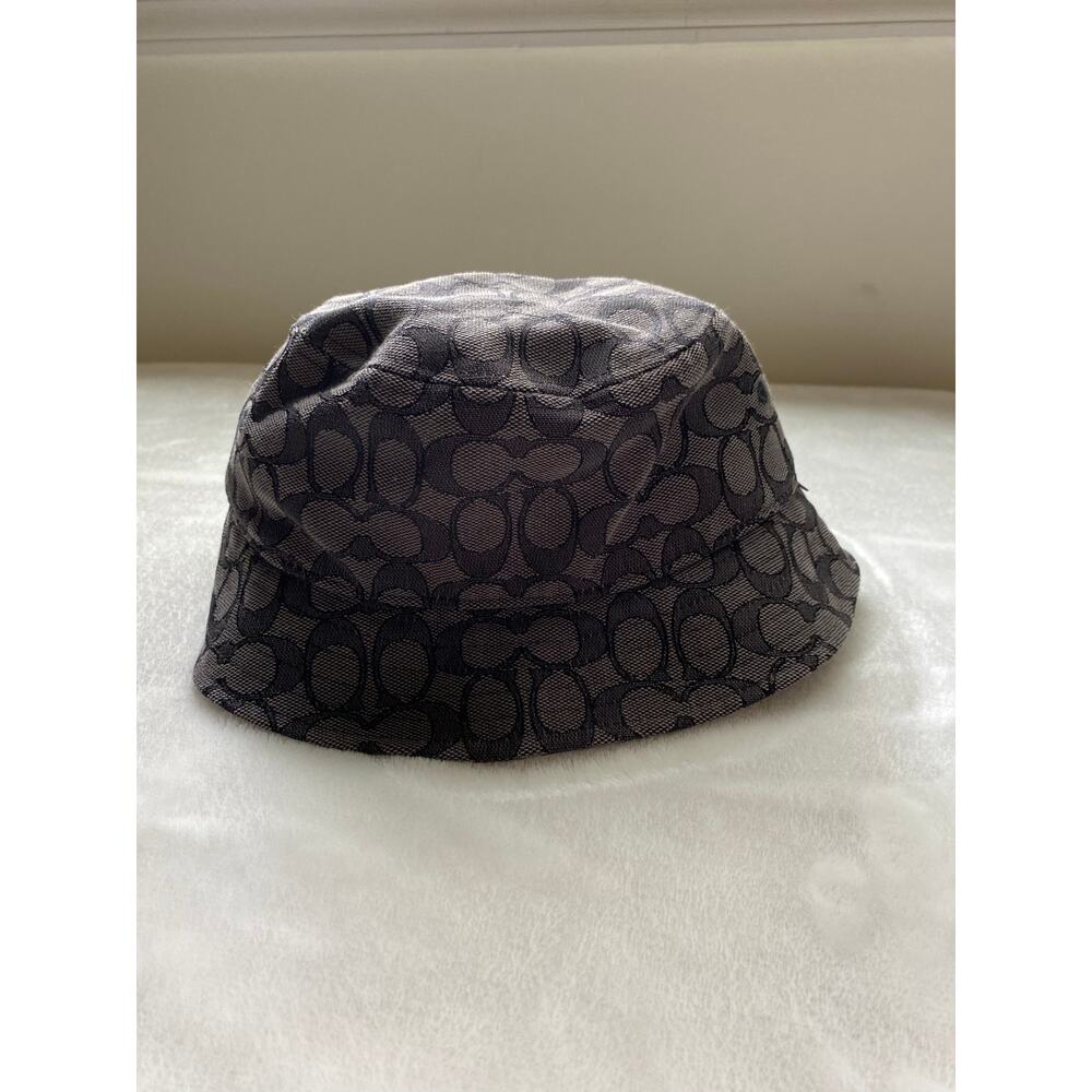 Coach Signature Jacquard Bucket Hat Black Gray C Print XS/S Retro